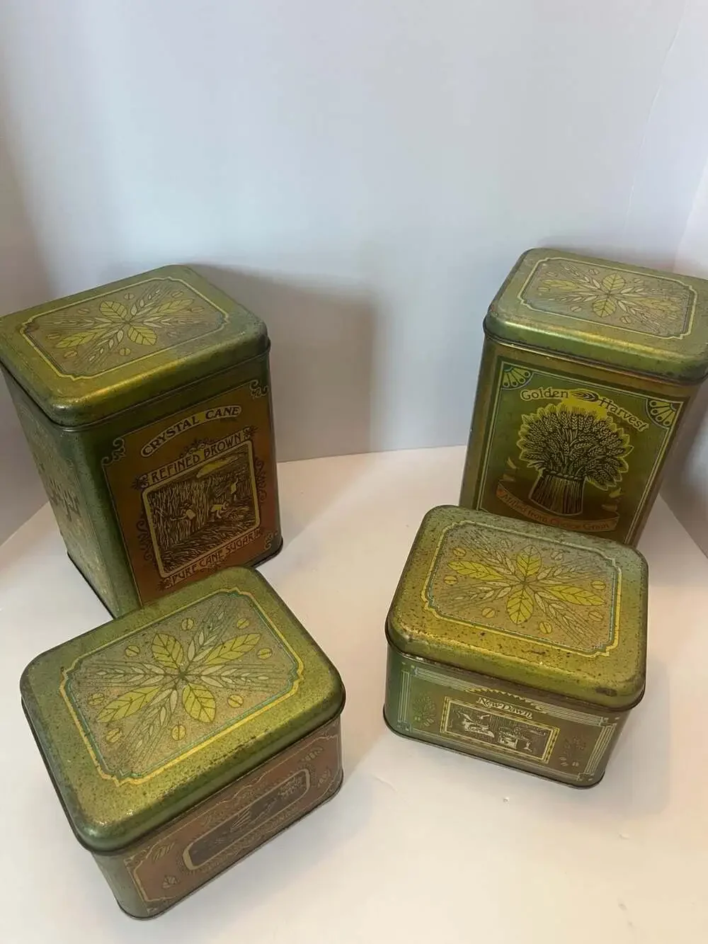 Vintage Cheinco Green Kitchen Canister Set (Coffee, Tea, Sugar, Flour)